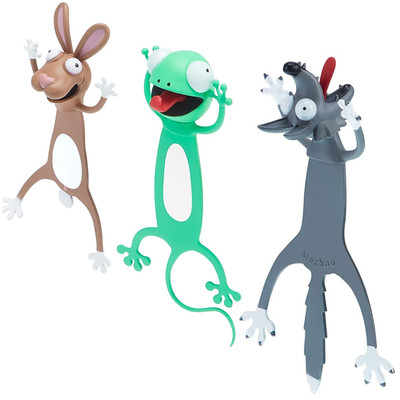 3D Tier Lesezeichen 3 Stück Wolf Kaninchen Gecko PVC 3,3-3,7