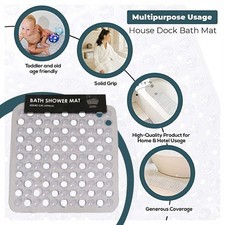 Image of Non Slip Bath Mat 53 x 53 cm Shower Mat Bathtub Anti-Mold Rubber Strong Suction