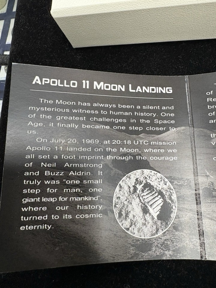 2019 Apollo 11 50th Anniversary Commemorative 500 Mintage, 93.3gr .925 ...