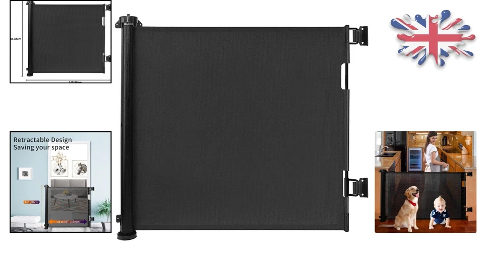 Convenient Wall-Mounted Retractable Baby & Pet Gate 150x86CM - Easy Install - Image 2 of 4