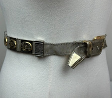 Vintage USMECO Paris New York Gunmetal Mesh Belt Gold Eagle Medallions 44"