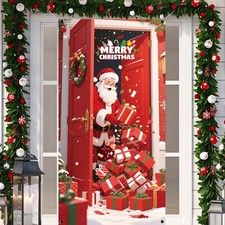 Christmas Door Cover,Santa with Gifts Red Xmas Covers Christmas-01