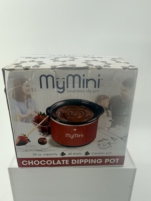 MyMini 20 oz Chocolate Fondue Dipping Pot, 40-Watts, Nonstick Ceramic, Red