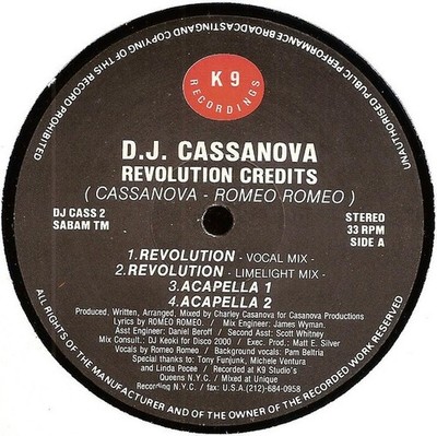 DJ Cassanova* - Revolution Credits (12'')