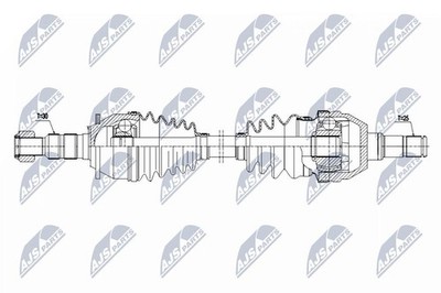 Original NTY drive shaft NPW-PL-174 for Opel