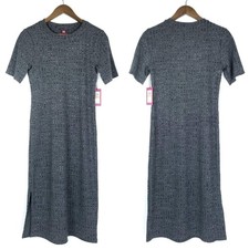 Vince Camuto Rib Knit Short Sleeve Dress In Dark Grey Size Small NEW NWT