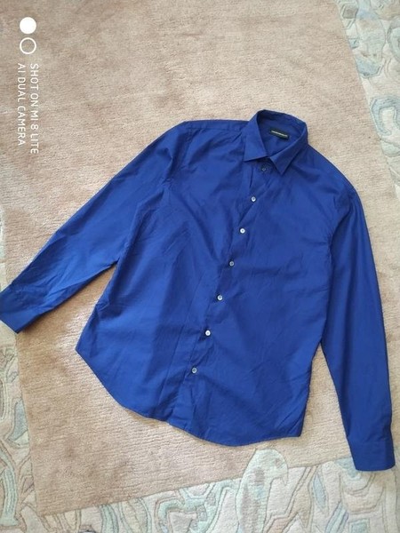 Men Emporio Armani Shirt Navy Cotton 40 /L / 48 #7ME9