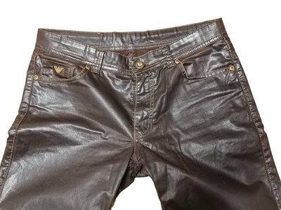Hose beschichtet Lederoptik Jacky-O, glänzend coated waxed Faux leather wetlook