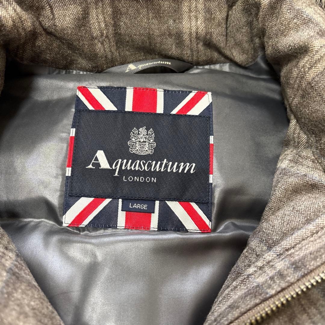 Aquascutum Loro Piana Down Vest, Gray, Check, Men's, Size L, i27299 thumbnail 2