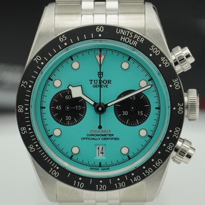 Fullset Tudor Black Bay Chrono Flamingo Blue Neu Verklebt 07/26 41mm - UhrKnall