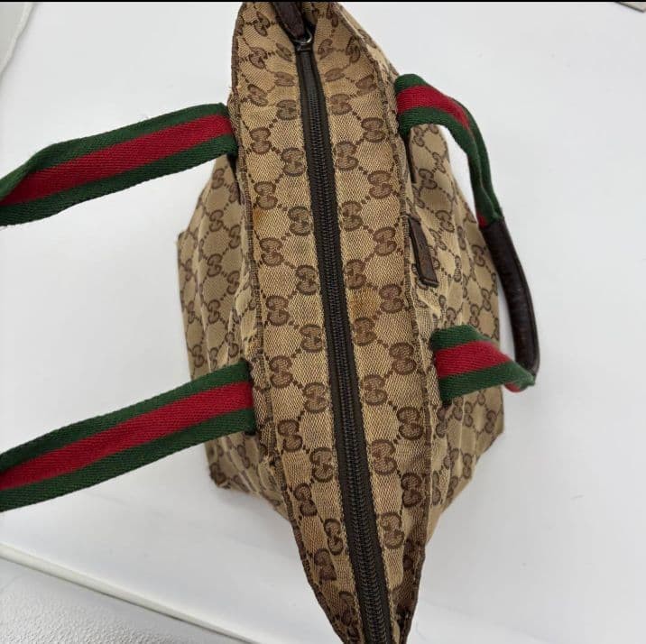Gucci GG Pattern Leather Strap Small Handbag Beig… - image 6