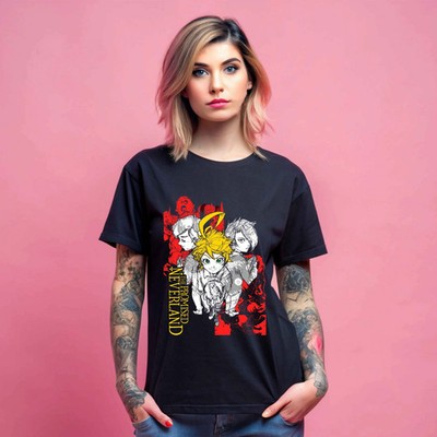 Anime The Promised Neverland,Emma, Ray,Norman,Yak Black T Shirt