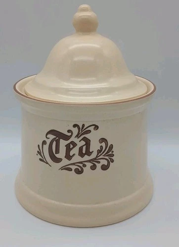Vintage Pfaltzgraff  Village Tea Canister Lid 8.5" Cream Off-White Beige