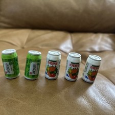 IWAKO Japanese Erasers Mixed Lot of 5. Vegetable Juice and Green Tea Cans.