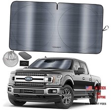 1-Piece Windshield Sun Shade - Foldable X-LARGE  66 x 36 inches Metallic Gray