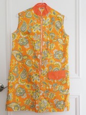 Vintage 1960s Floral Print Shift Dress - Small - Cotton - Very Good Condition