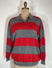VTG Stripe Polo Oversized Sweater Women  s SZ L 80s EBER Acrylic