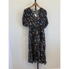 NWT Ulla Johnson Thelma Puff Sleeve Midi Dress Jet Sz 8 Designer Luxury Career