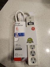 GE  33658  Twist to Lock Safety Cover 6 Outlet Surge Protector - 4 ft Cord