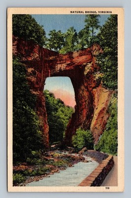 Vintage Natural Bridge Virginia Linen Postcard Marken & Bielfeld 1948