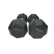 Ignite By SPRI Rubber Chrome Hex Hand Weight Dumbbell 5 Lb Pair Set 10 Lb Total