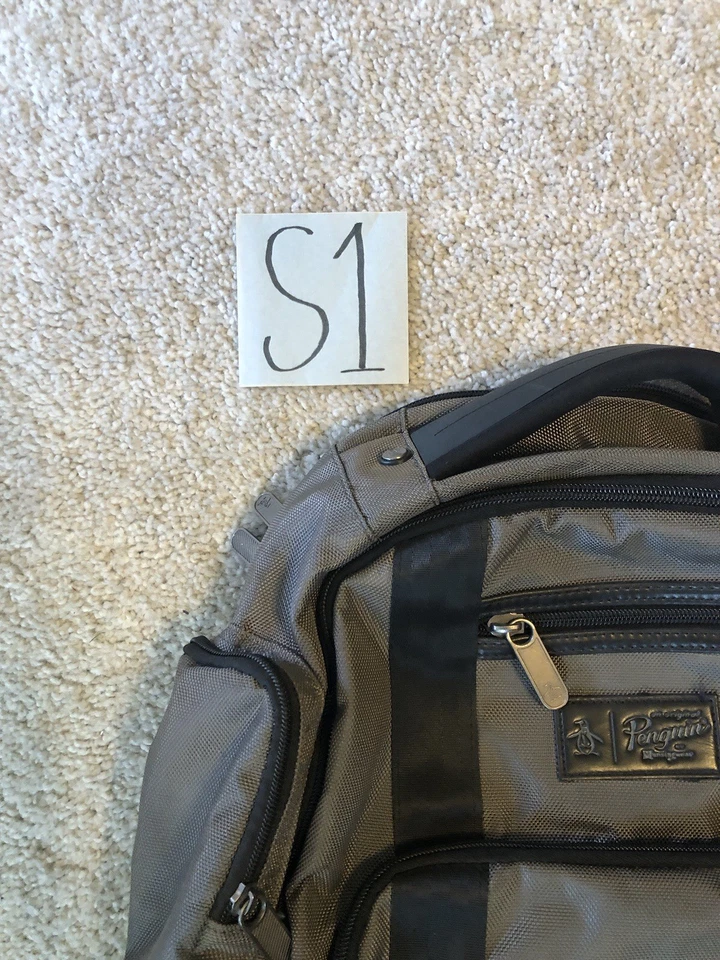 Mochila estilo Odel Penguin vintage para hombre gris carbón/negro borde leer Foto 2 de 4