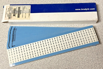 NEW Brady WM-3-PK Wire Marker, Number 3 Printed Self-Adhesive, Pack of 25 x36