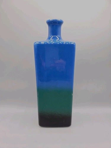Vintage Modern Royal Haeger Tall Bottle Vase Tricolor Blue, Green And Black