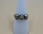 Vintage 925 Sterling Silver Triple Skull Ring / Size 8.25