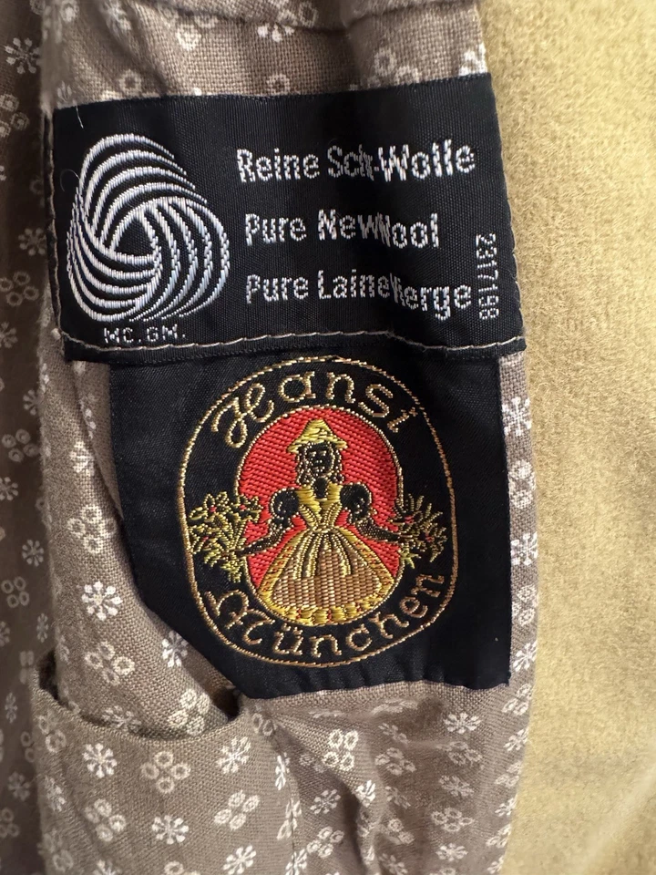 VTG 1960s German Cropped Jacket Greenish Khaki Silver Buttons Oktoberfest MCM - Image 3 of 4