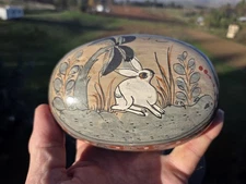 Rare Vintage Pottery Folk Art Tonala Covered Container Mexican  