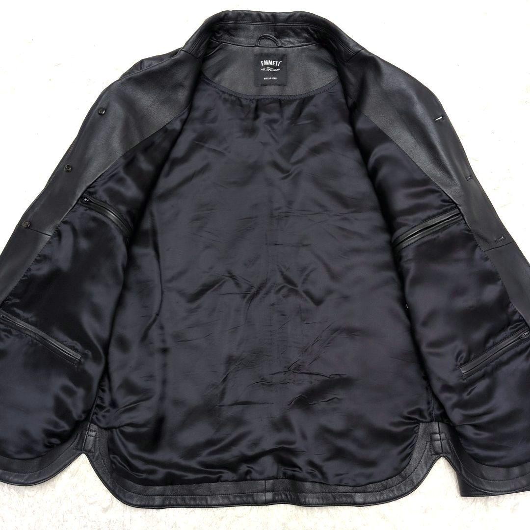 EMMETI PARIDE Leather Jacket Water Repellent Lambskin Dark Navy Men's image 8