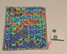 Pen Gear Iridescent Silver 3 Ring Binder Pouch Zipper Pencil Case Holographic