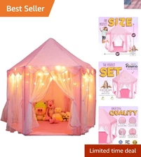 Princess Castle Playhouse Tent for Girls with LED Star Lights – Indoor & Outd...