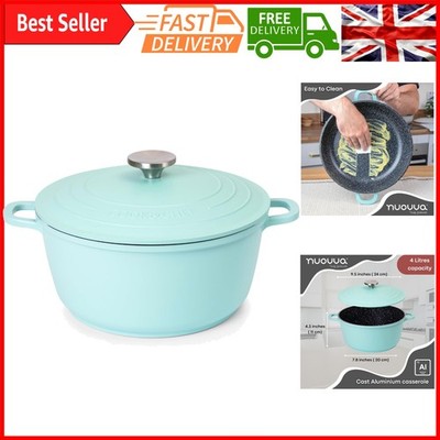 Blaugrün 4L Ofenfest Antihaft Tief Dutch Oven mit Deckel - Induktion, Aluminium, ...