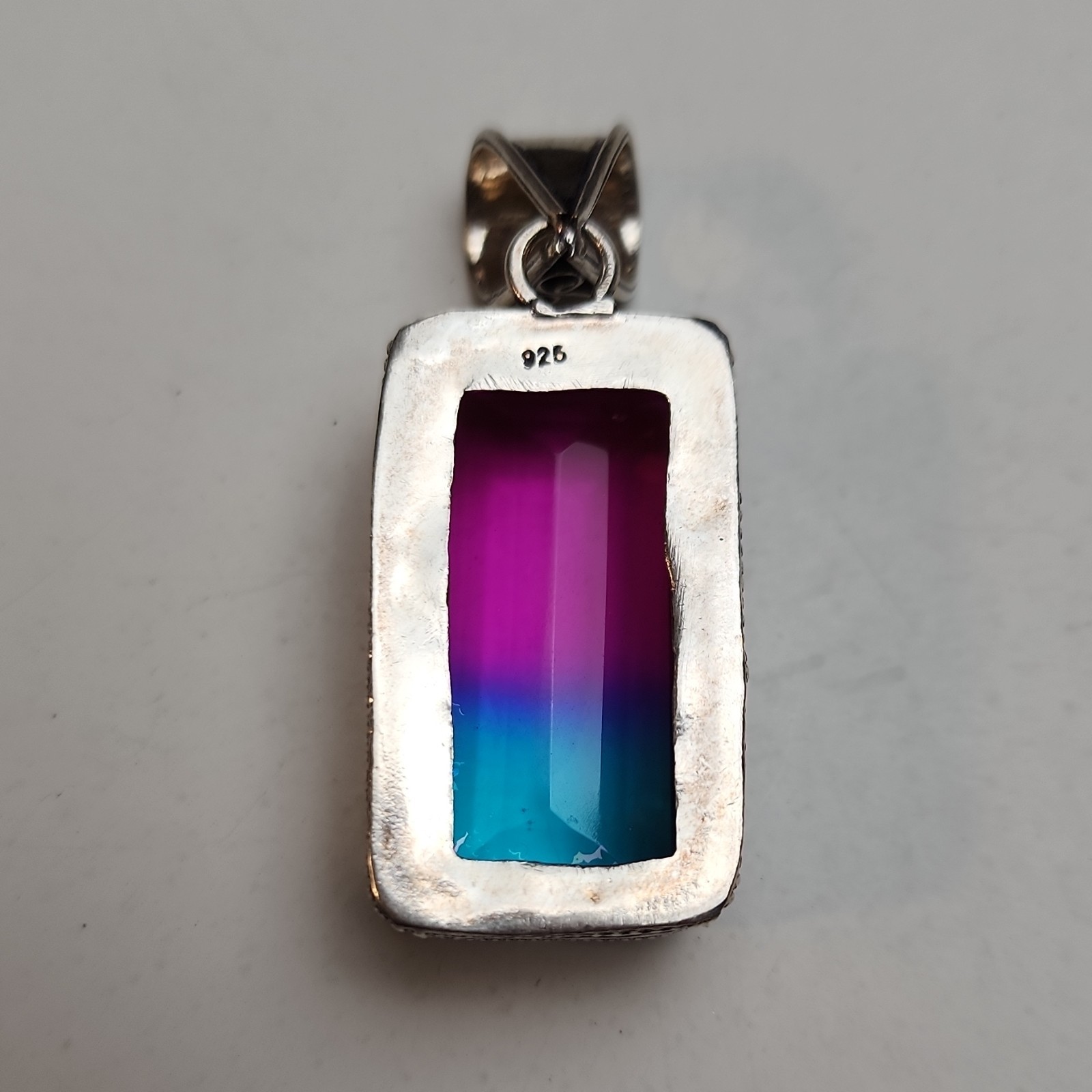 Sterling Silver 925 Rectangular Watermelon Tourma… - image 2