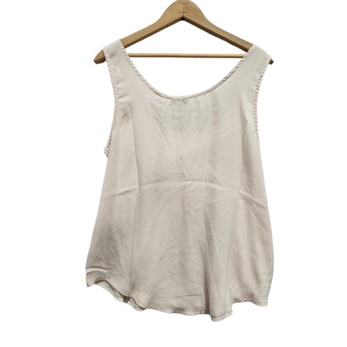 Halston Womens Scoop Neck Tank Top Knit Front Layering Shirt Tan Stripe Large - Picture 4 of 8