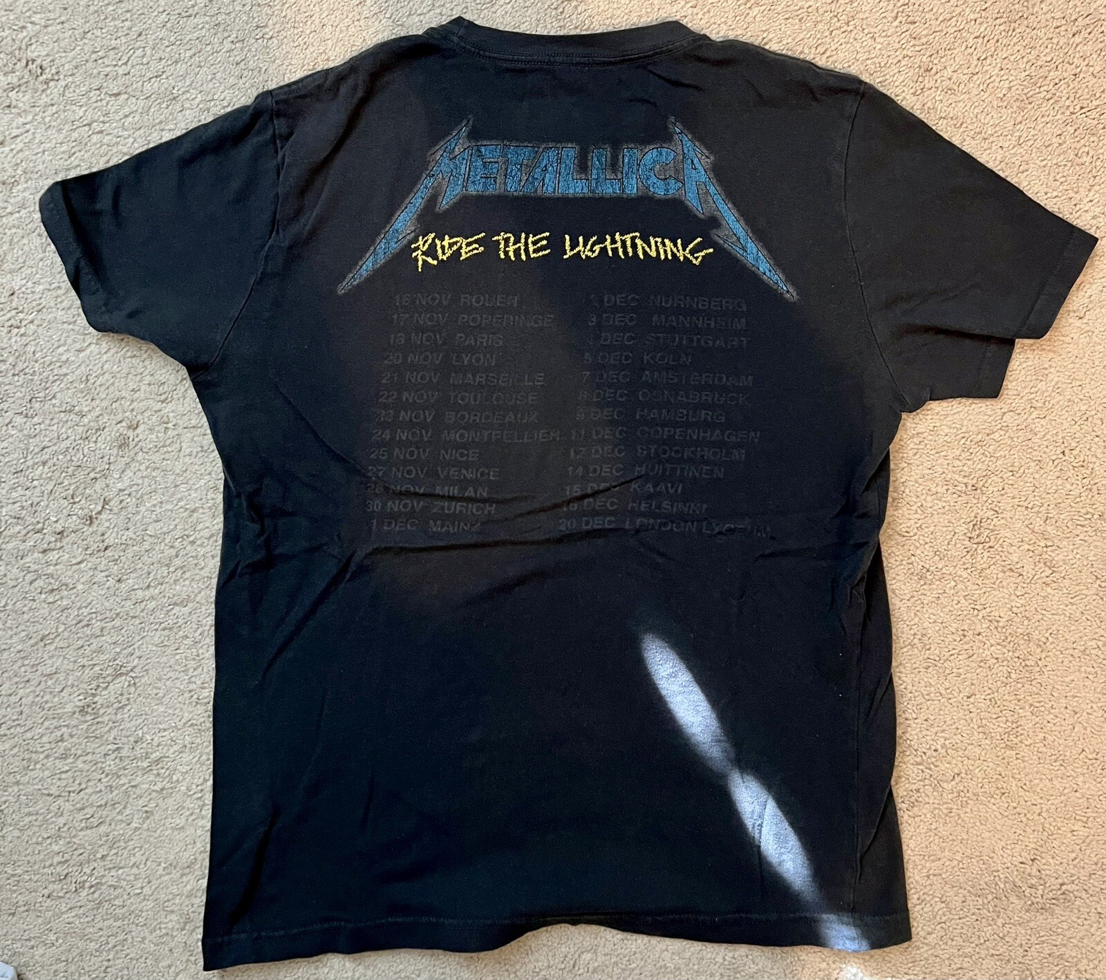 Metallica Ride The Lightning Tour T Shirt Short Large Gem