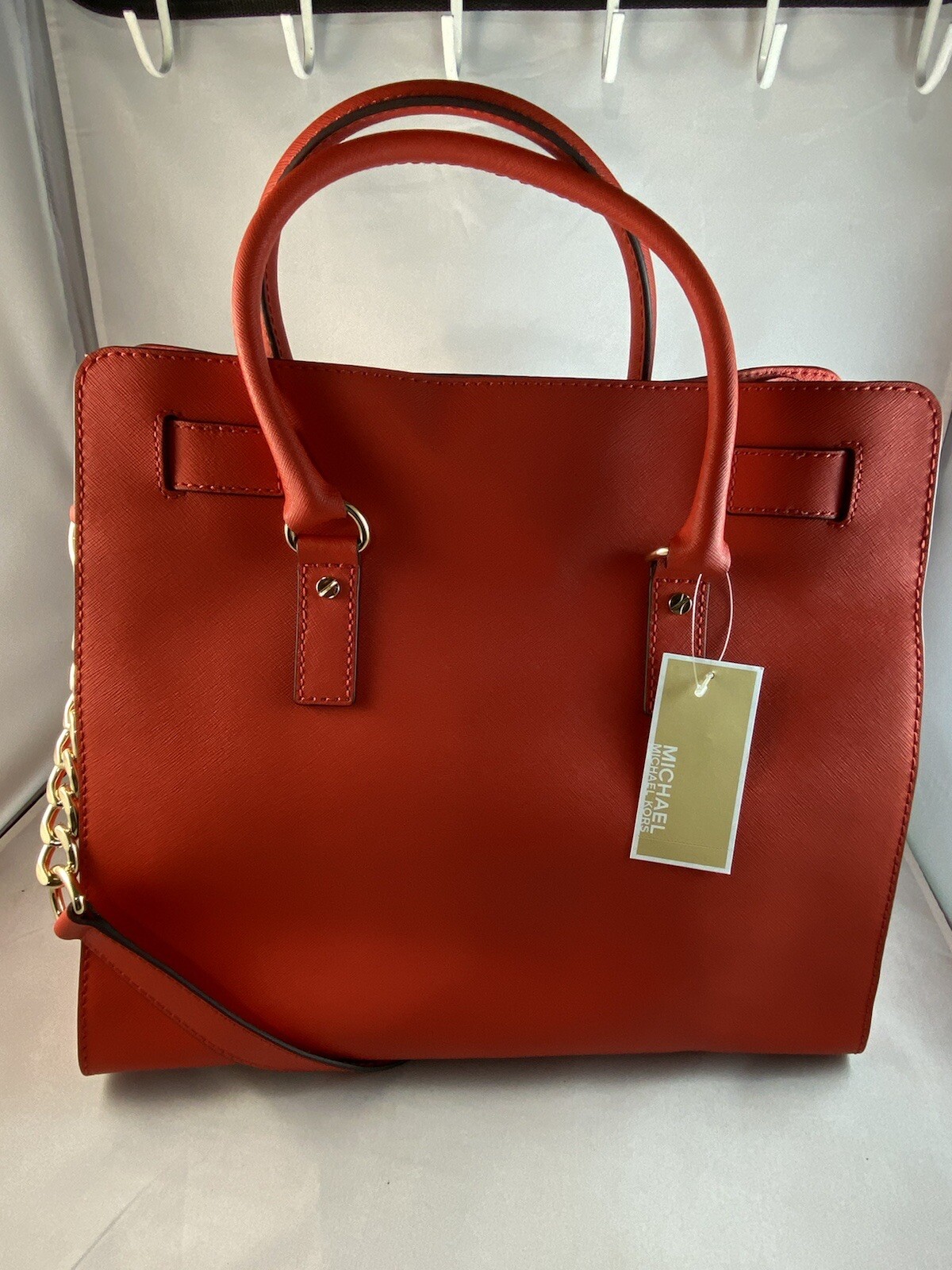 🌹MICHAEL KORS HAMILTON SAFFIANO LEATHER TOTE BAG ~ MANDARIN & GOLD ~ LARGE image 7
