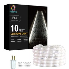 10ft LED Rope Lights Outdoor,108LED Connectable and Flexible Rope Lights with...