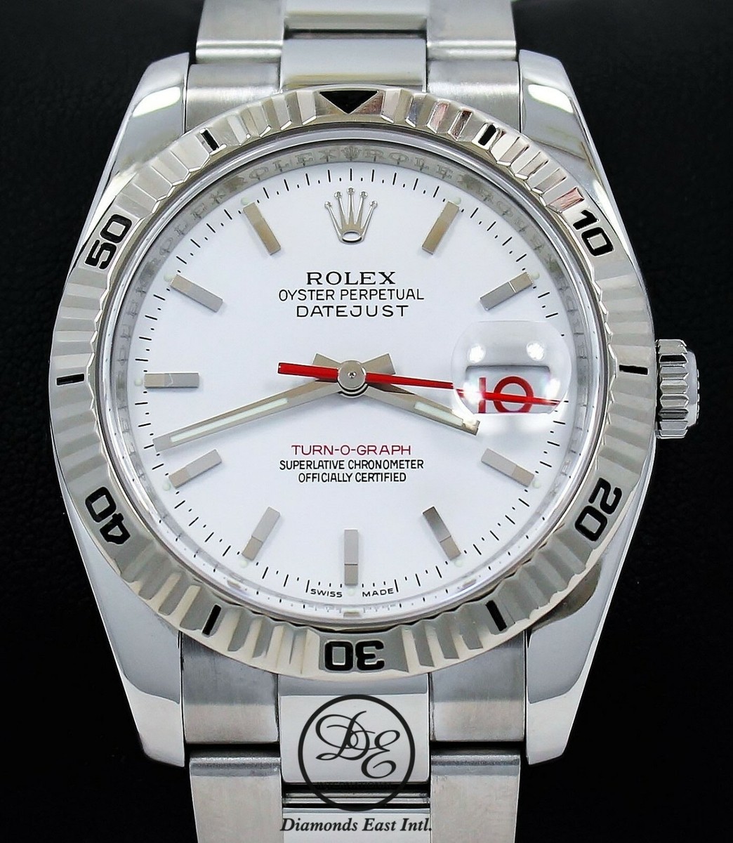 Rolex Datejust Turnograph 116264 White Dial 18K White Gold Bezel