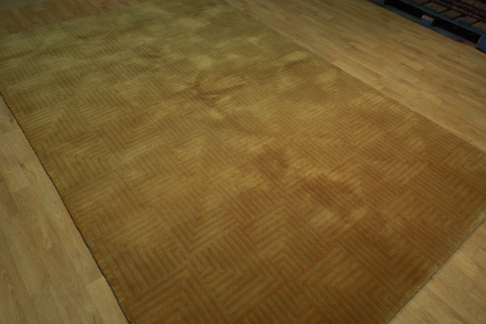 Alfombra Hecha a Mano de Lana Moderna Marrón Claro Terracota 6x9' Dos Tonos B-79929 Foto 2 de 4