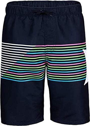 Hurley Boys 7 Black Neon Stripe Logo Trunks Board Shorts Beach Summer Swim - Picture 2 of 2