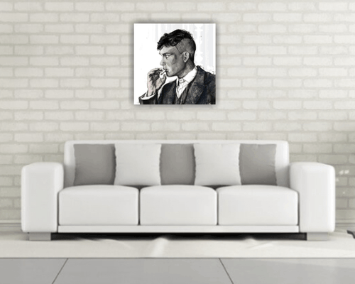 Peaky Blinders Tommy Shelby Printed Wall Art Canvas 22 x 22 Inch Pine Frame - Picture 2 of 3