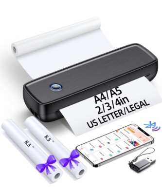 Aixiqee Wireless Bluetooth Printer A81 - Portable Inkless, For 8.5''x11'' Legal A4