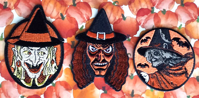 Halloween Classic Horror WITCH PATCH TRIO Beistle Vintage Style New 4''