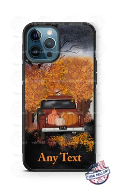 Autumn Fall Leaves Pumpkins Old Pickup Truck Personalized Phone Case Cover Gift