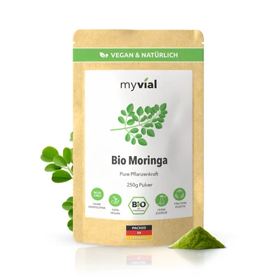 MYVIAL Organic Moringa Powder 250g | 100% Natural Pure & Vegan | Finely Ground | No Additives