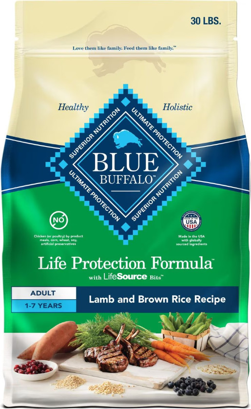 Blue Buffalo Life Protection Adult Lamb & Brown Rice Recipe Dry Dog Food, 30 lb