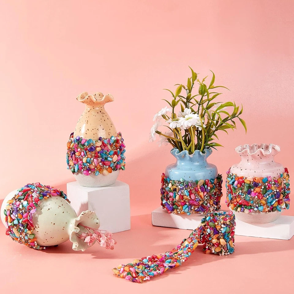 Pandahall 1 Yard 1.4 Inch Crystal Rhinestone Trim Hotfix Ribbon Colorful - Image 2 of 4